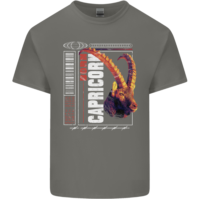 Born Capricorn Birthday Star Sign Kids T-Shirt Childrens Charcoal