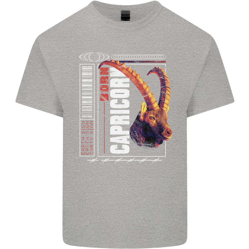 Born Capricorn Birthday Star Sign Kids T-Shirt Childrens Sports Grey