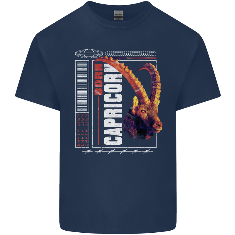 Born Capricorn Birthday Star Sign Mens Cotton T-Shirt Tee Top Navy Blue