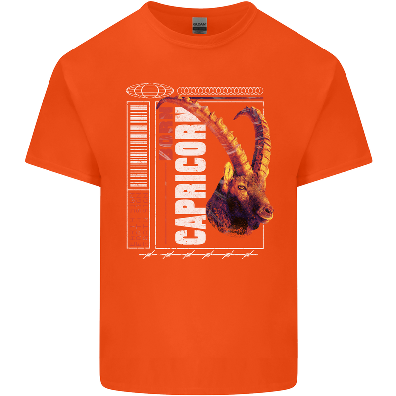 Born Capricorn Birthday Star Sign Mens Cotton T-Shirt Tee Top Orange