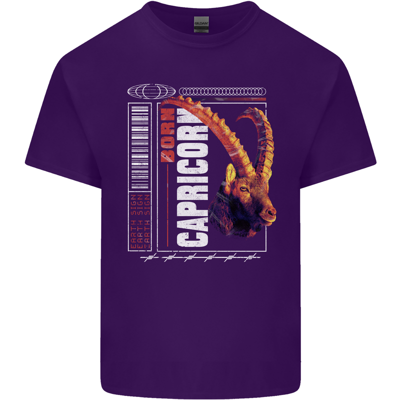 Born Capricorn Birthday Star Sign Mens Cotton T-Shirt Tee Top Purple