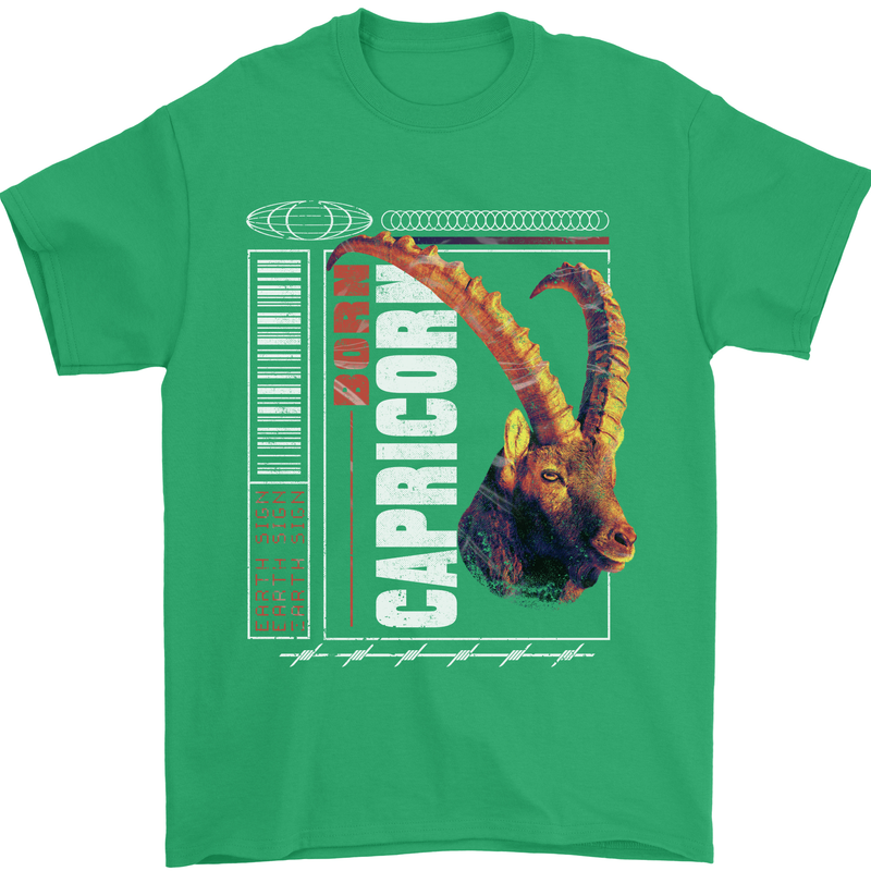 Born Capricorn Birthday Star Sign Mens T-Shirt 100% Cotton Irish Green