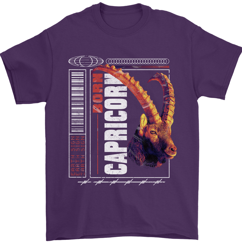 Born Capricorn Birthday Star Sign Mens T-Shirt 100% Cotton Purple