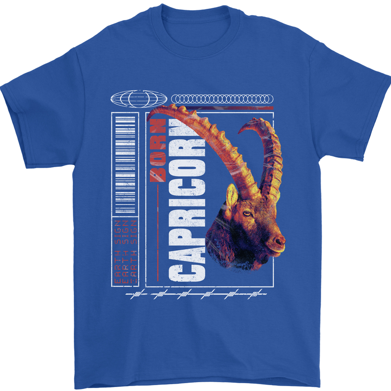 Born Capricorn Birthday Star Sign Mens T-Shirt 100% Cotton Royal Blue