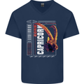 Born Capricorn Birthday Star Sign Mens V-Neck Cotton T-Shirt Navy Blue