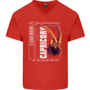 Born Capricorn Birthday Star Sign Mens V-Neck Cotton T-Shirt Red