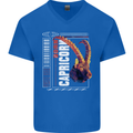 Born Capricorn Birthday Star Sign Mens V-Neck Cotton T-Shirt Royal Blue