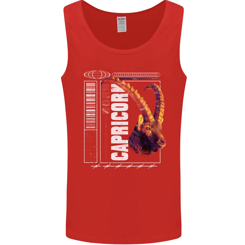 Born Capricorn Birthday Star Sign Mens Vest Tank Top Red