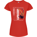 Born Capricorn Birthday Star Sign Womens Petite Cut T-Shirt Red