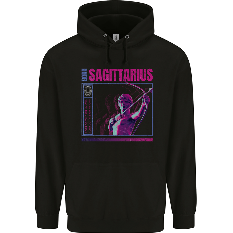 Born Sagittarius Star Sign Zodiac Astrological Mens 80% Cotton Hoodie Black