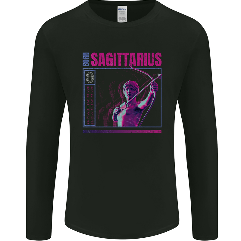 Born Sagittarius Star Sign Zodiac Astrological Mens Long Sleeve T-Shirt Black