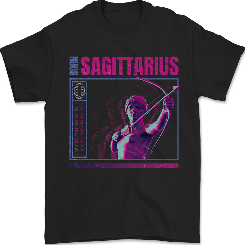 Born Sagittarius Star Sign Zodiac Astrological Mens T-Shirt 100% Cotton Black
