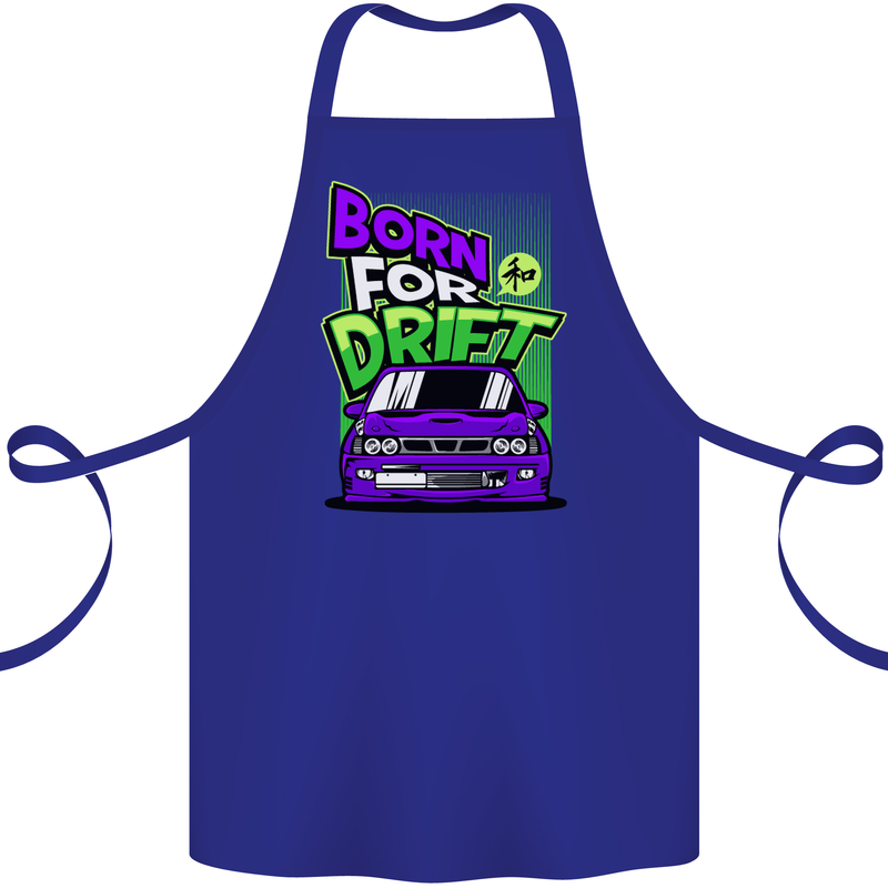 Born for Drift Drifting Car Cotton Apron 100% Organic Royal Blue