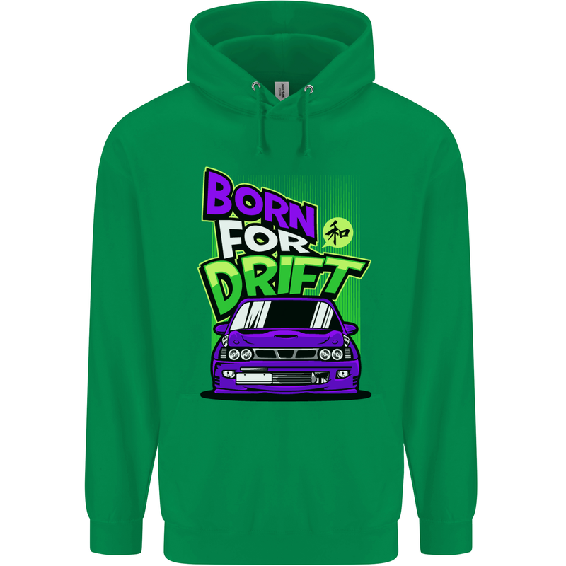 Born for Drift Drifting Car Mens 80% Cotton Hoodie Irish Green