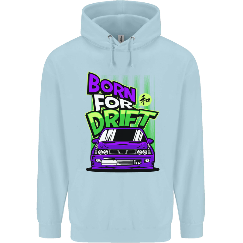 Born for Drift Drifting Car Mens 80% Cotton Hoodie Light Blue