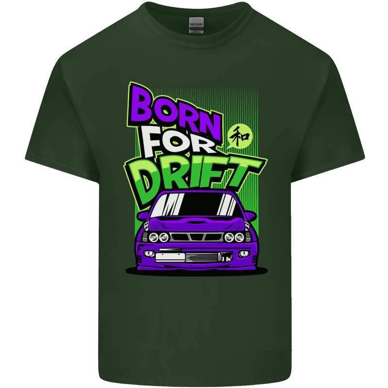 Born for Drift Drifting Car Mens Cotton T-Shirt Tee Top Forest Green