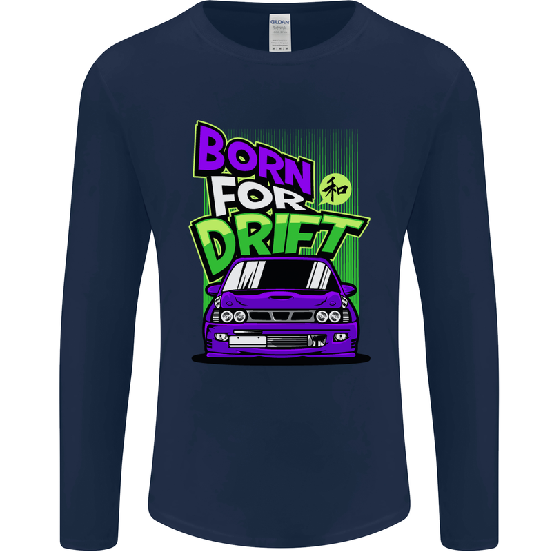 Born for Drift Drifting Car Mens Long Sleeve T-Shirt Navy Blue