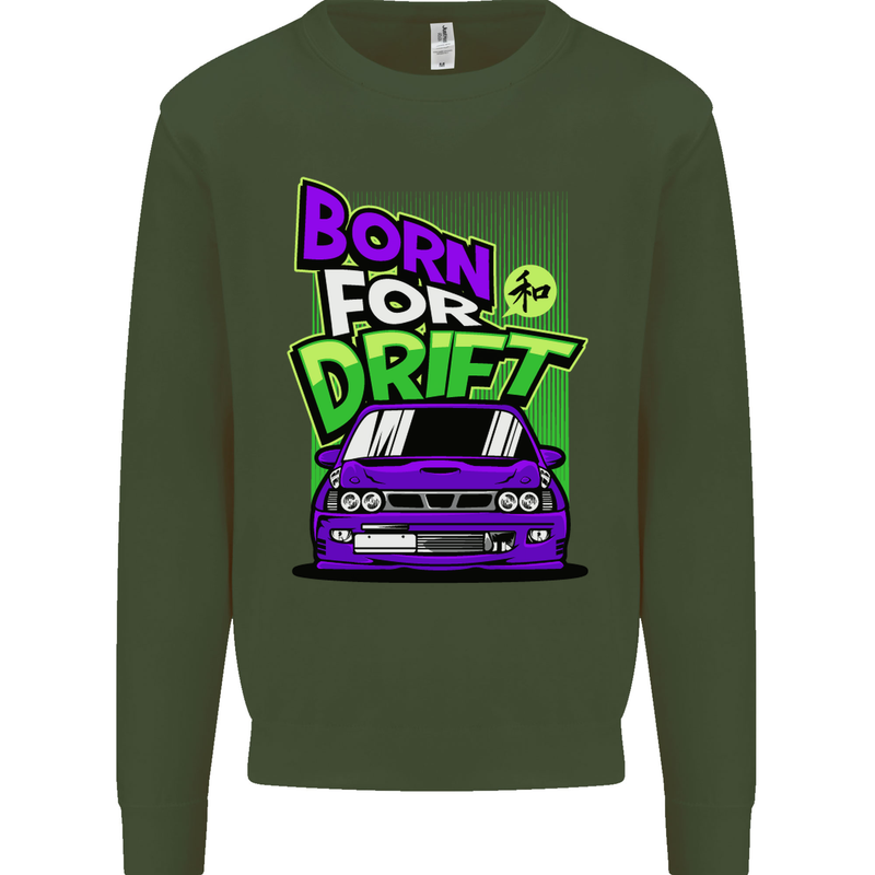 Born for Drift Drifting Car Mens Sweatshirt Jumper Forest Green