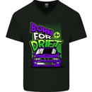 Born for Drift Drifting Car Mens V-Neck Cotton T-Shirt Black
