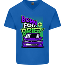 Born for Drift Drifting Car Mens V-Neck Cotton T-Shirt Royal Blue