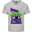 Born for Drift Drifting Car Mens V-Neck Cotton T-Shirt Sports Grey