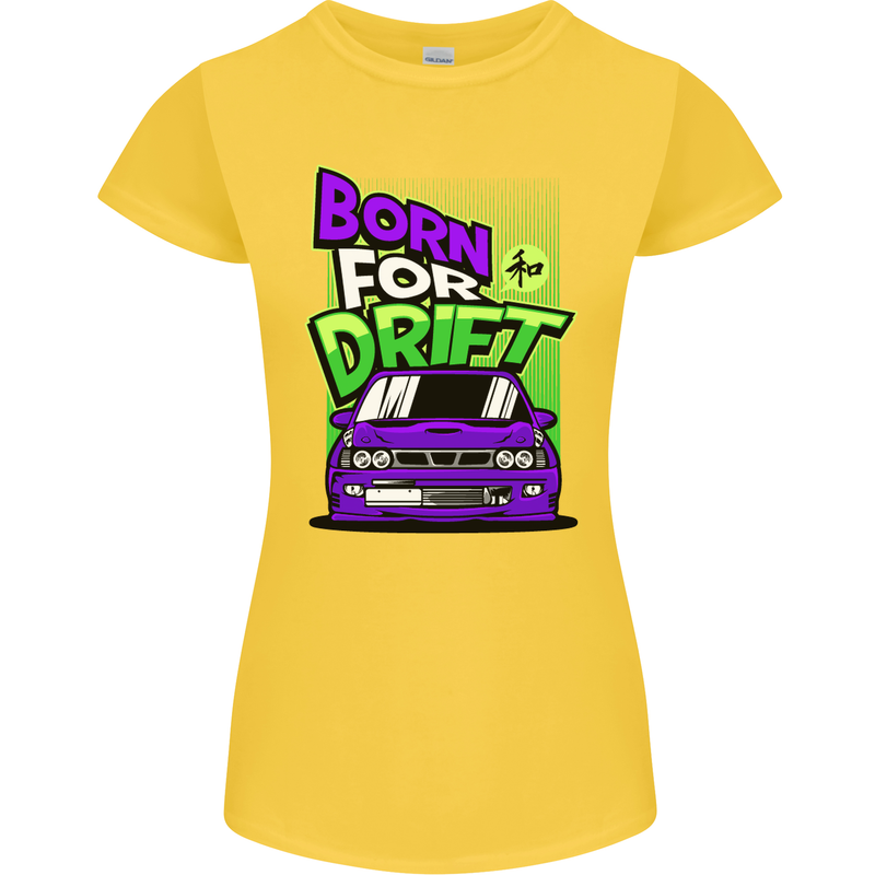 Born for Drift Drifting Car Womens Petite Cut T-Shirt Yellow