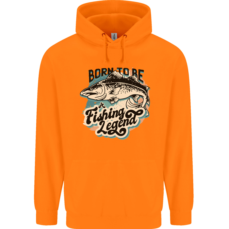 Born to Be a Fishing Legend Fisherman Childrens Kids Hoodie Orange