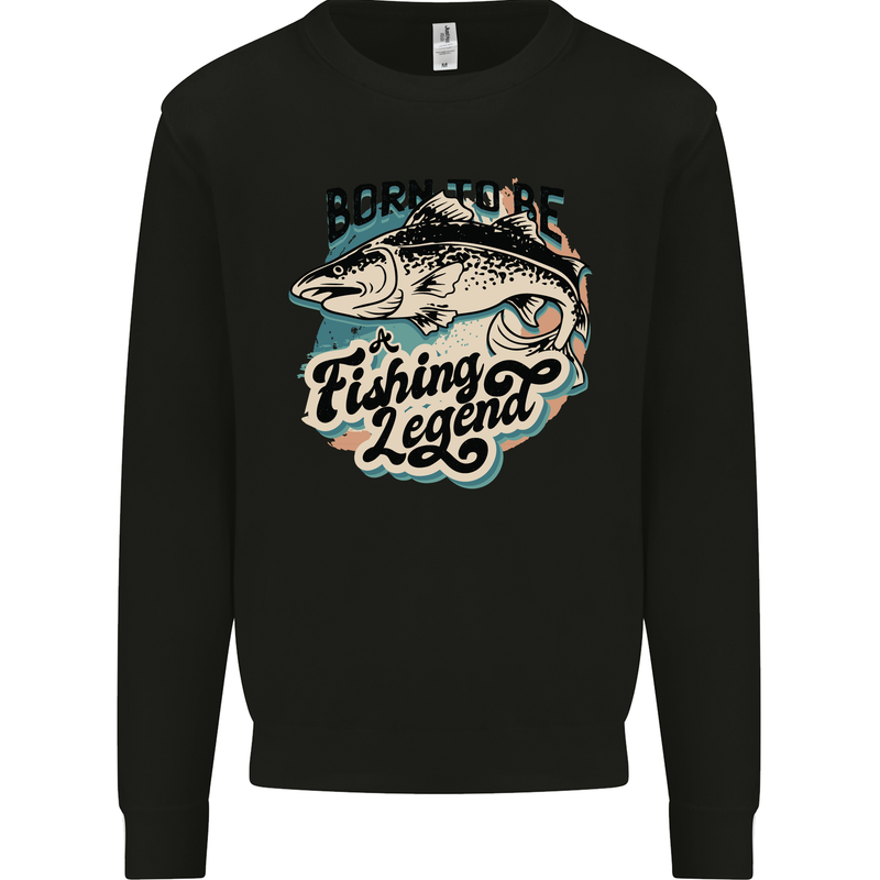 Born to Be a Fishing Legend Fisherman Kids Sweatshirt Jumper Black