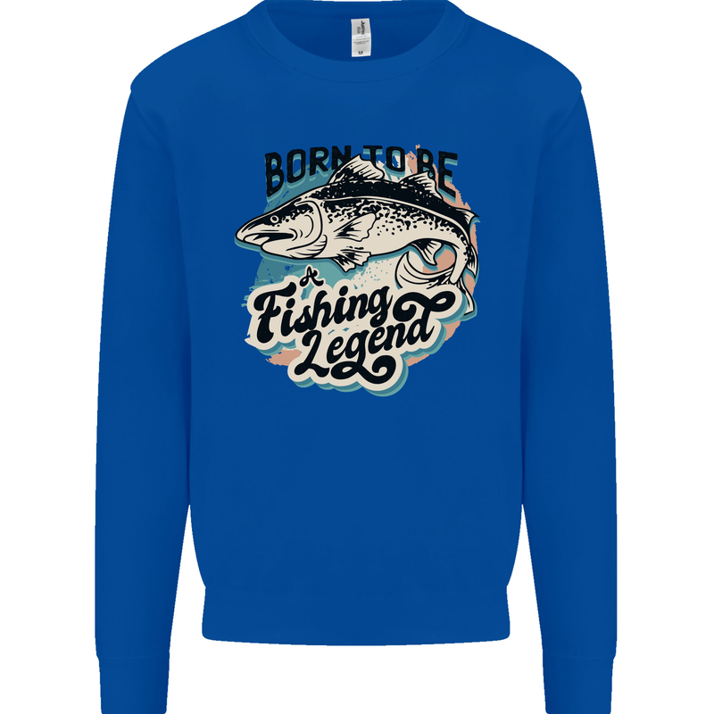 Born to Be a Fishing Legend Fisherman Kids Sweatshirt Jumper Royal Blue