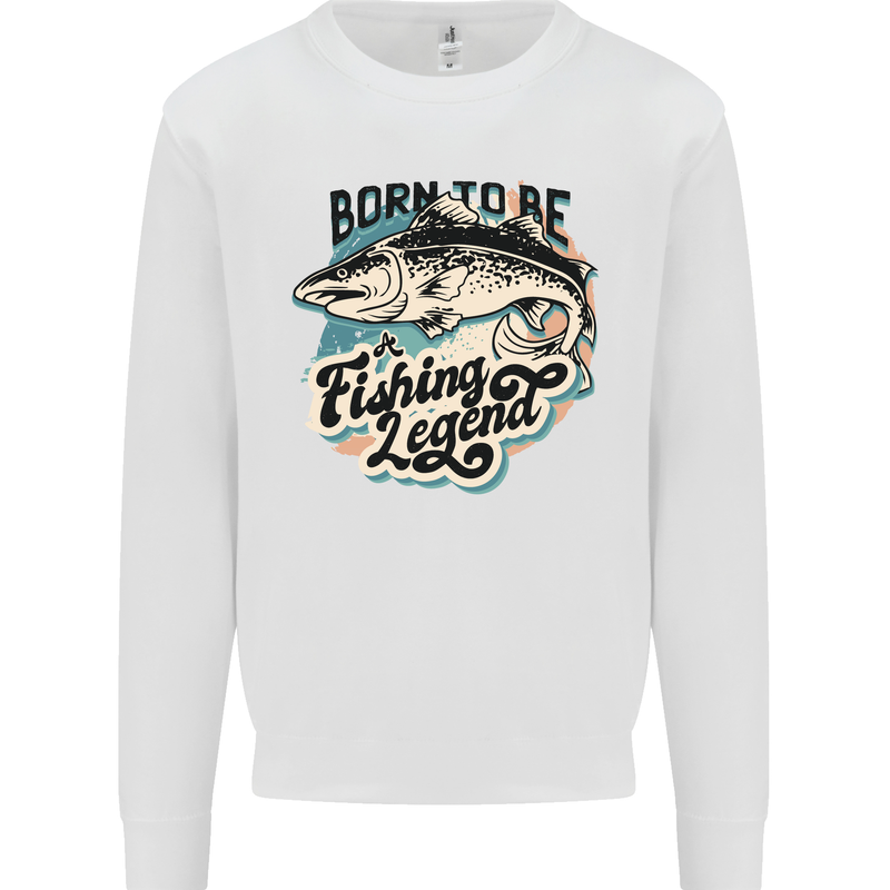 Born to Be a Fishing Legend Fisherman Kids Sweatshirt Jumper White