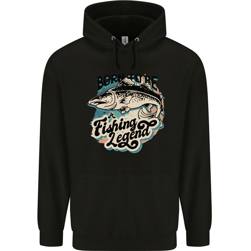 Born to Be a Fishing Legend Fisherman Mens 80% Cotton Hoodie Black