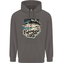 Born to Be a Fishing Legend Fisherman Mens 80% Cotton Hoodie Charcoal