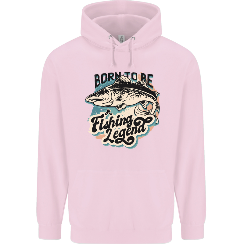 Born to Be a Fishing Legend Fisherman Mens 80% Cotton Hoodie Light Pink