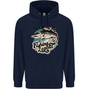 Born to Be a Fishing Legend Fisherman Mens 80% Cotton Hoodie Navy Blue