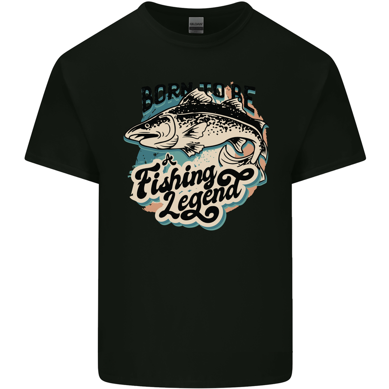 Born to Be a Fishing Legend Fisherman Mens Cotton T-Shirt Tee Top Black