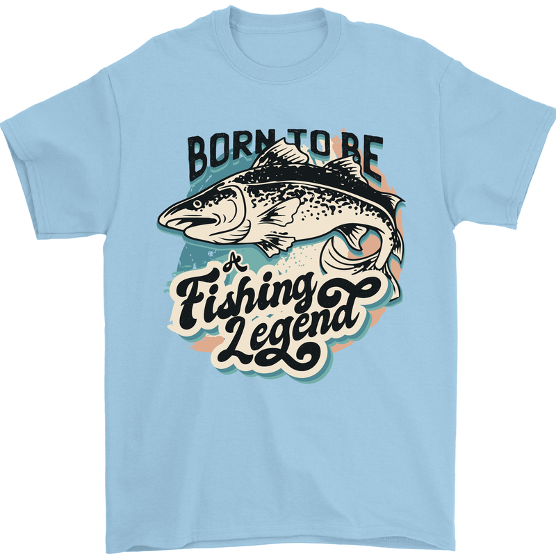 Born to Be a Fishing Legend Fisherman Mens T-Shirt 100% Cotton Light Blue