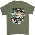 Born to Be a Fishing Legend Fisherman Mens T-Shirt 100% Cotton Military Green