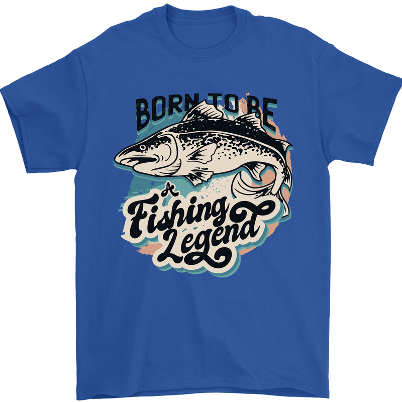 Born to Be a Fishing Legend Fisherman Mens T-Shirt 100% Cotton Royal Blue