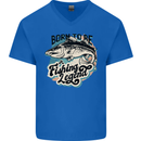 Born to Be a Fishing Legend Fisherman Mens V-Neck Cotton T-Shirt Royal Blue