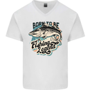 Born to Be a Fishing Legend Fisherman Mens V-Neck Cotton T-Shirt White