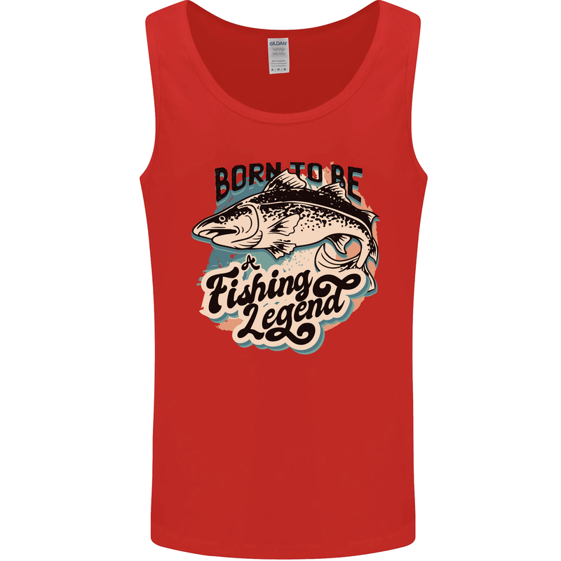 Born to Be a Fishing Legend Fisherman Mens Vest Tank Top Red