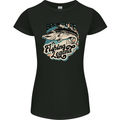 Born to Be a Fishing Legend Fisherman Womens Petite Cut T-Shirt Black