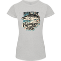 Born to Be a Fishing Legend Fisherman Womens Petite Cut T-Shirt Sports Grey