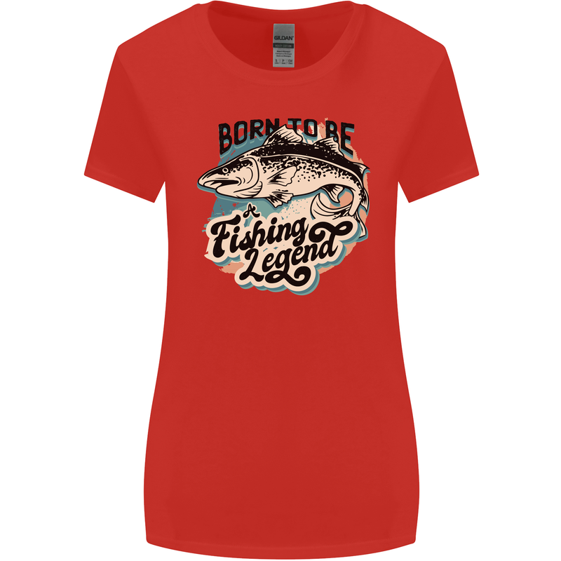 Born to Be a Fishing Legend Fisherman Womens Wider Cut T-Shirt Red