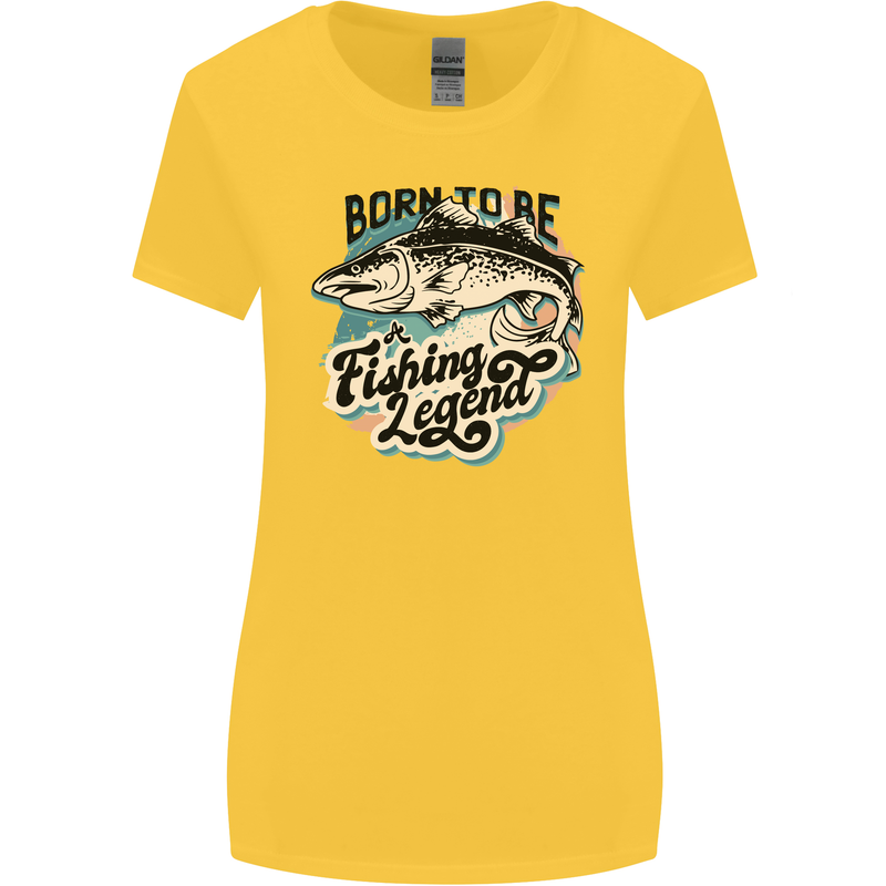 Born to Be a Fishing Legend Fisherman Womens Wider Cut T-Shirt Yellow