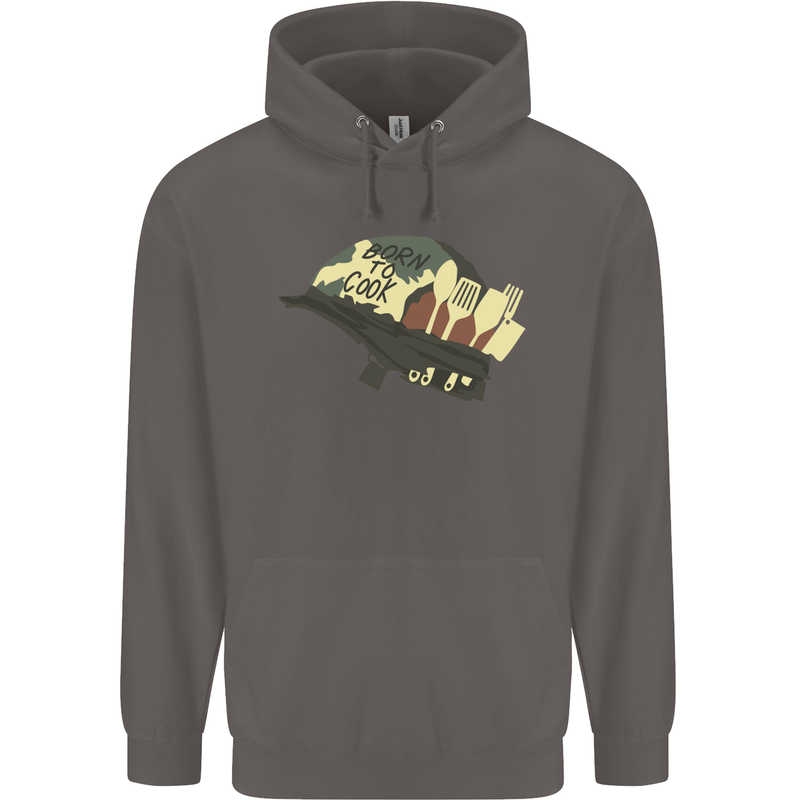 Born to Cook Funny Chef Parody Cooking Mens 80% Cotton Hoodie Charcoal