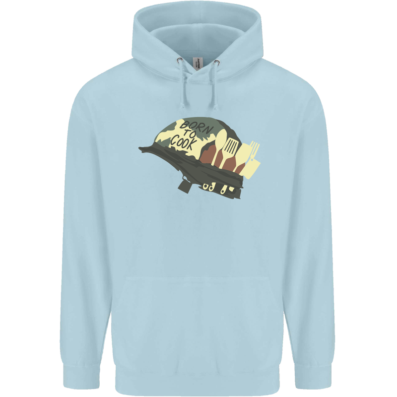 Born to Cook Funny Chef Parody Cooking Mens 80% Cotton Hoodie Light Blue