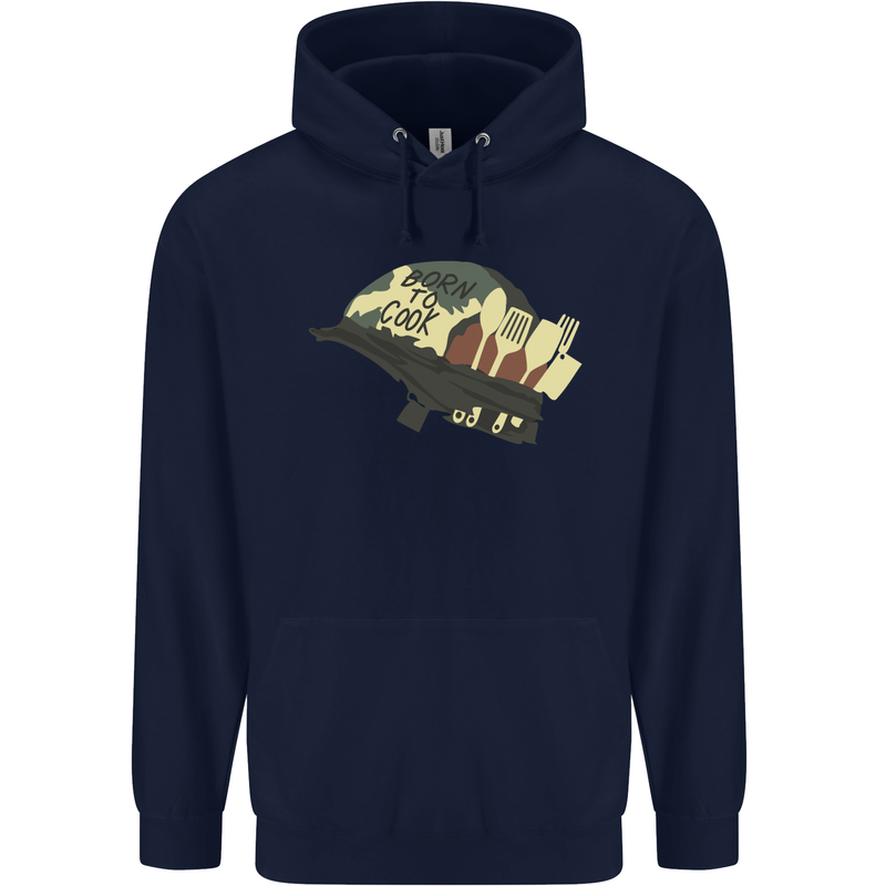 Born to Cook Funny Chef Parody Cooking Mens 80% Cotton Hoodie Navy Blue