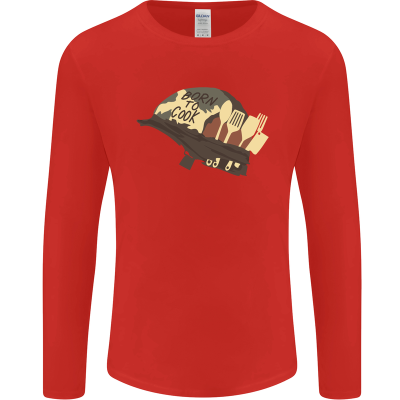 Born to Cook Funny Chef Parody Cooking Mens Long Sleeve T-Shirt Red