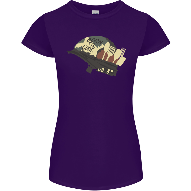 Born to Cook Funny Chef Parody Cooking Womens Petite Cut T-Shirt Purple
